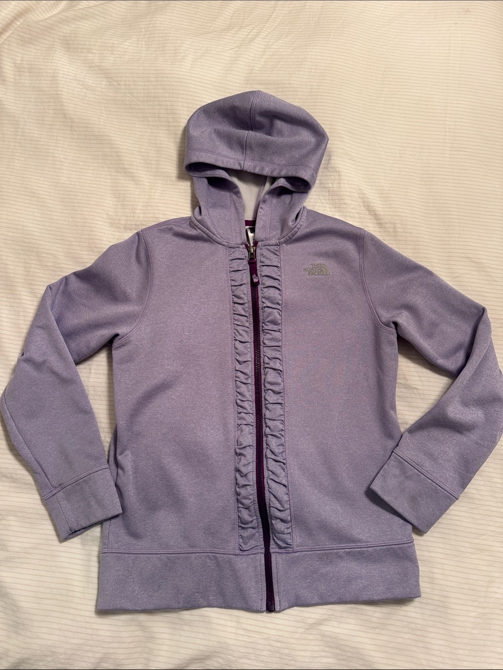 The North Face Kids Lavender Full-Zip Hoodie with Ruffle Trim